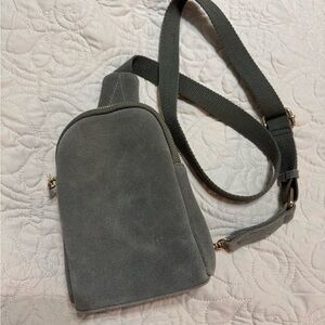 Green/Gray Suede Crossbody Bag